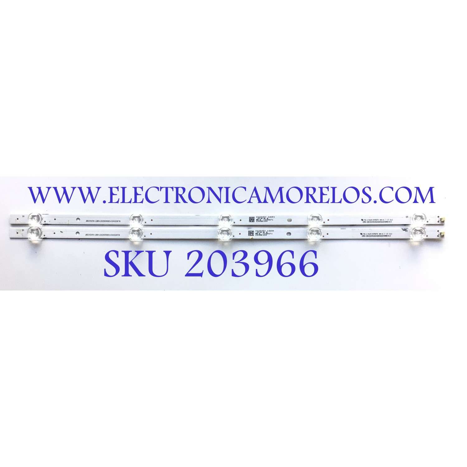 KIT DE LED'S PARA TV HISENSE ((2 PIEZAS)) / NUMERO DE PARTE CRH-BX32X1H30300502019REV1.0 / CRH-BX32X1H30300502019REV1.1 / JBD315X1H-LB81 / SVH320F19 / 2020010901 / 22355300 / 23995100 / 1235671 / MODELOS 32H4030F3 / 32H5510G / 32H5500G / 32H5G